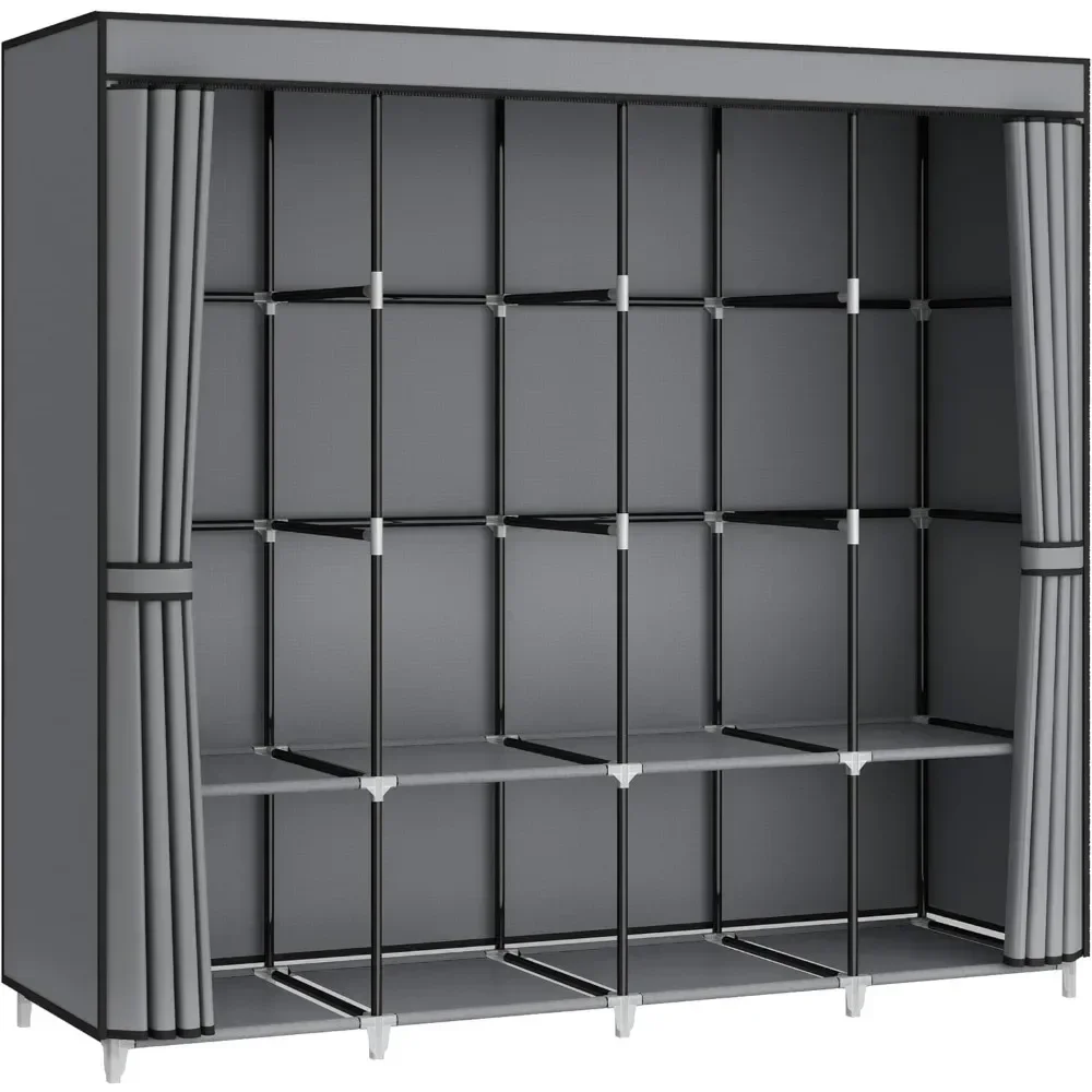Wardrobe Closet Portable Fabric Cover - خزانة ملابس محمولة بطول 67 بوصة،