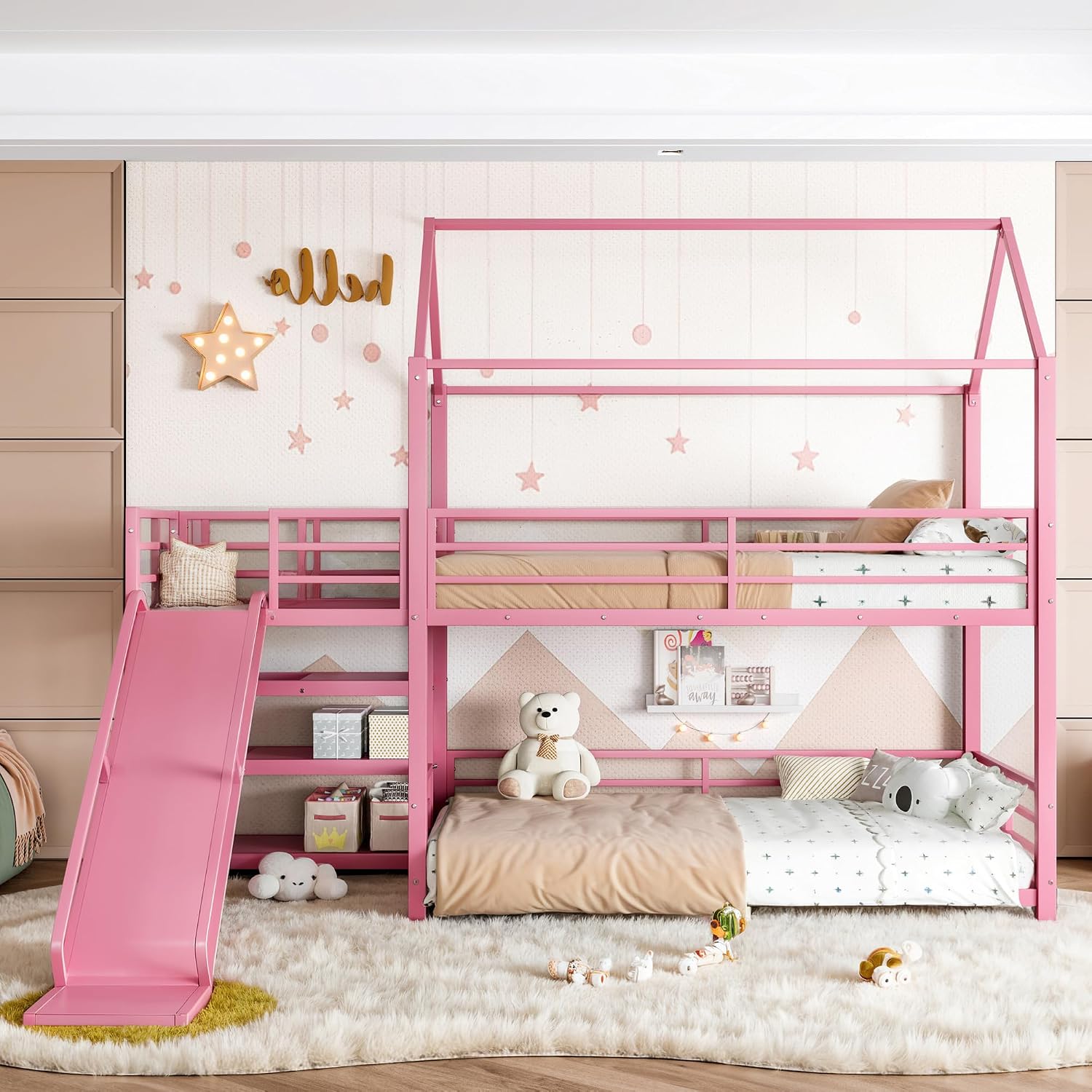 Bunk Bed With Stairs And Slide - سرير بطابقين مزدوج مع زلاقة ودرج