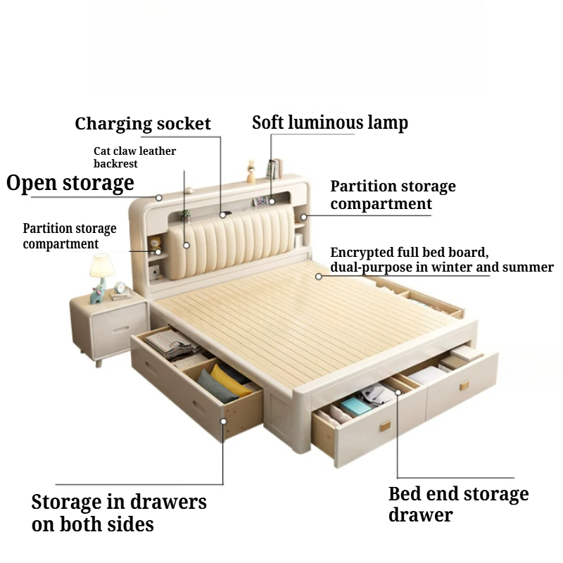 إطار سرير مفرد مع رف تخزين قاب - مراجعة King Size Bed Frame With Storage Drawers وسعره