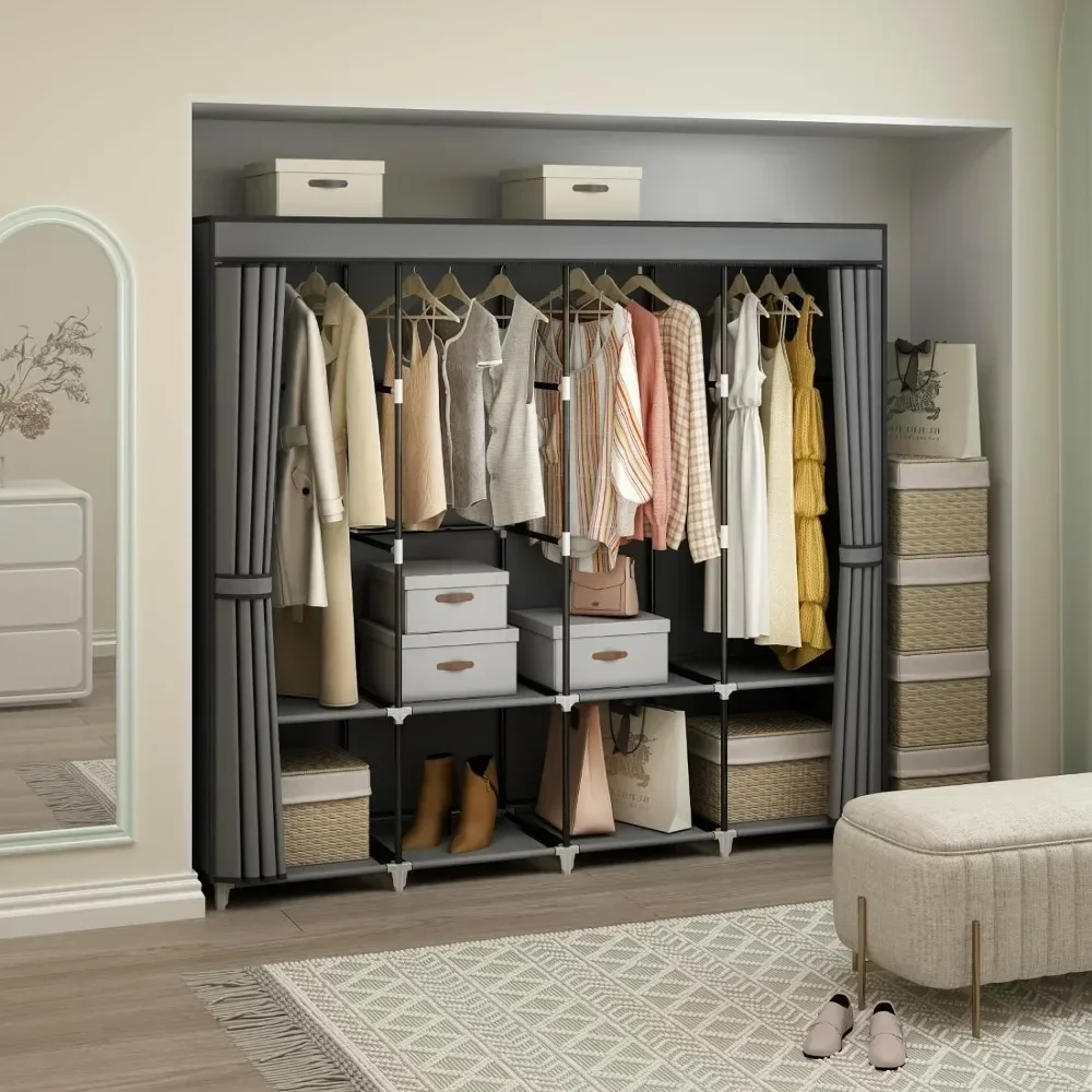 خزانة ملابس محمولة بطول 67 بوص - مراجعة Wardrobe Closet Portable Fabric Cover وسعره