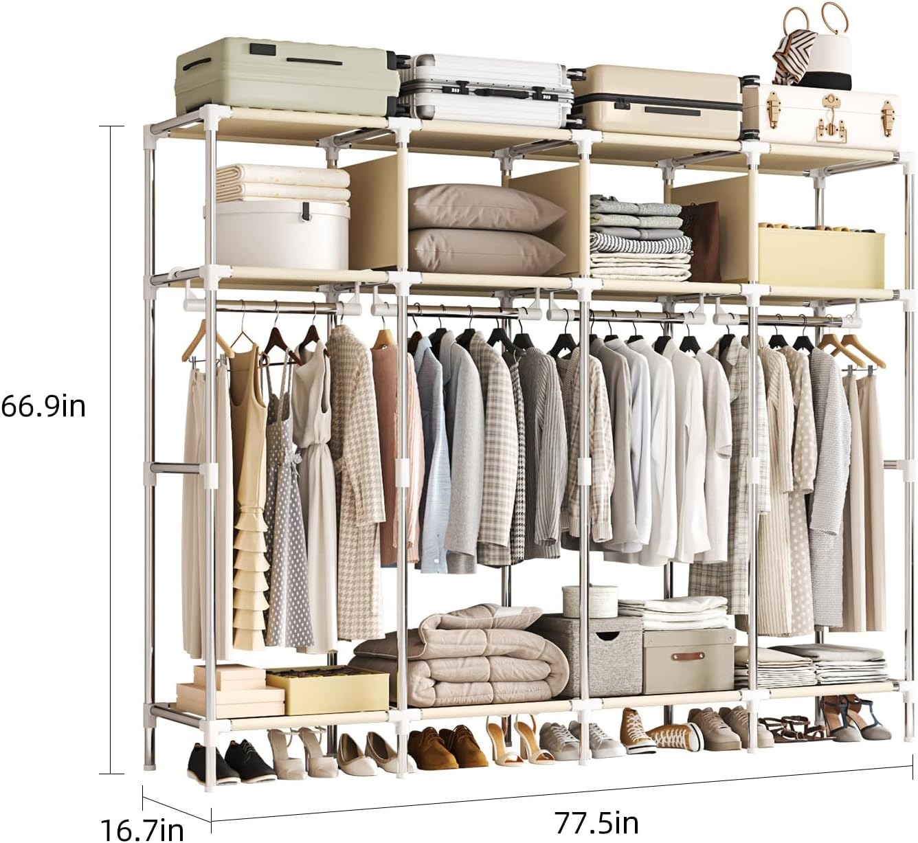 خزانة ملابس محمولة بعرض 79 بوص - مراجعة Wardrobe Closet Portable Fabric Cover وسعره