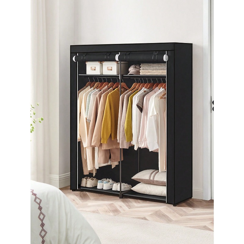 خزانة ملابس سوداء، خزانة ملابس - مراجعة Wardrobe Closet Portable Fabric Cover وسعره