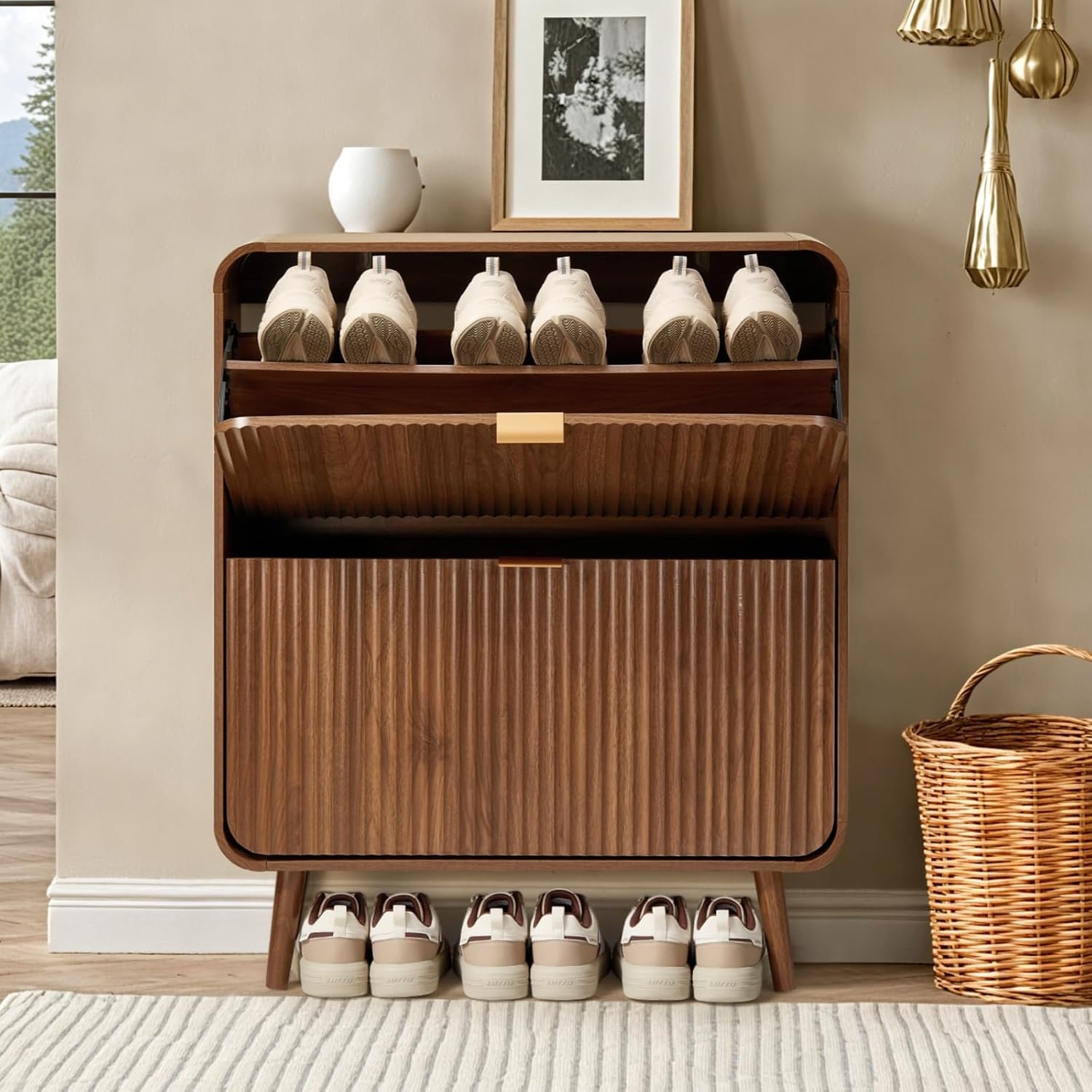 خزانة أحذية بتصميم مميز، بعرض  - مراجعة Shoe Rack Cabinet Narrow Entryway وسعره