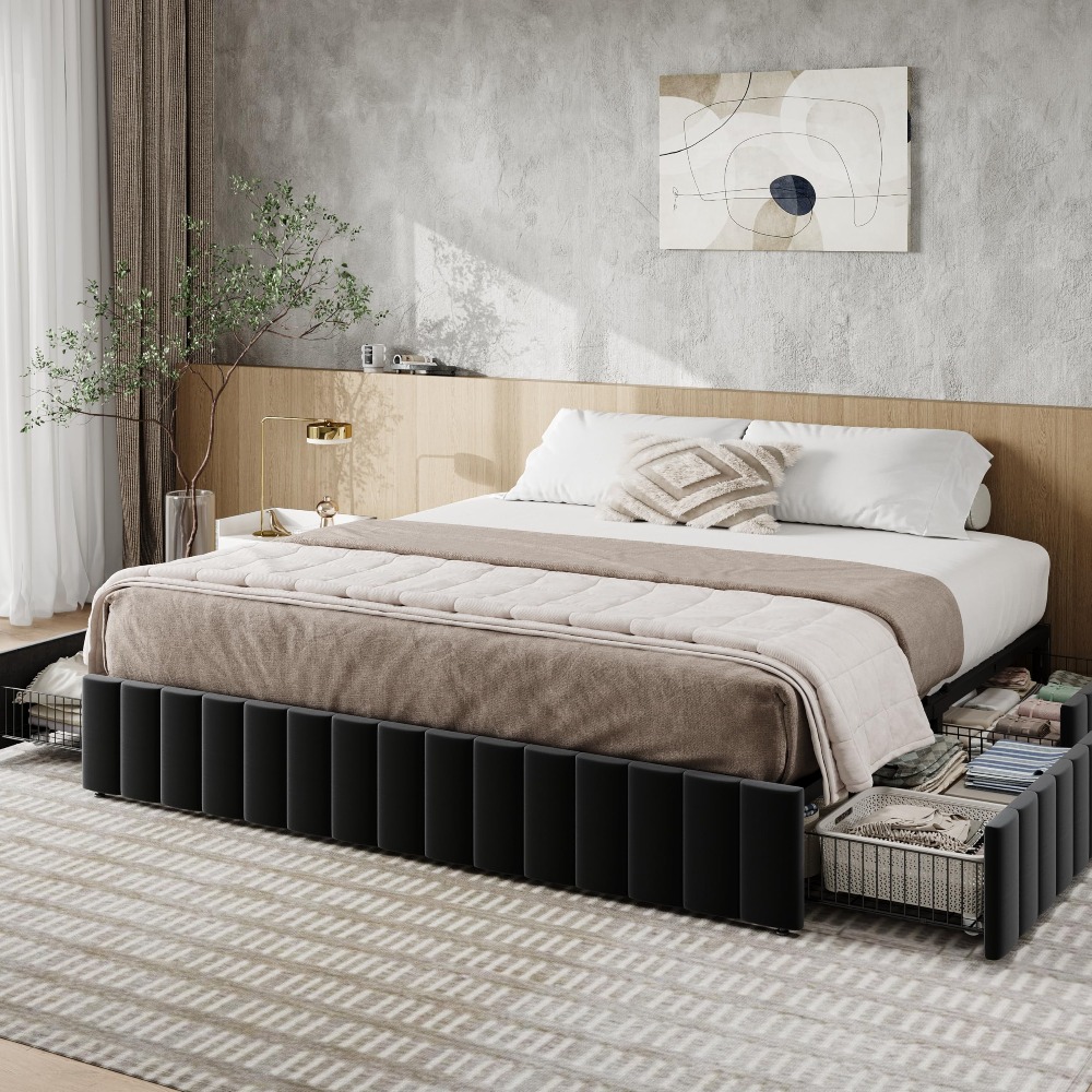 إطار سرير بحجم كينج مع 4 أدراج - مراجعة King Size Bed Frame With Storage Drawers وسعره