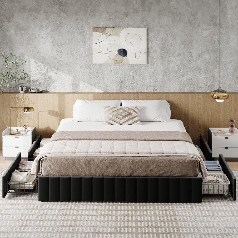 إطار سرير بحجم كينج مع 4 أدراج - مراجعة King Size Bed Frame With Storage Drawers وسعره