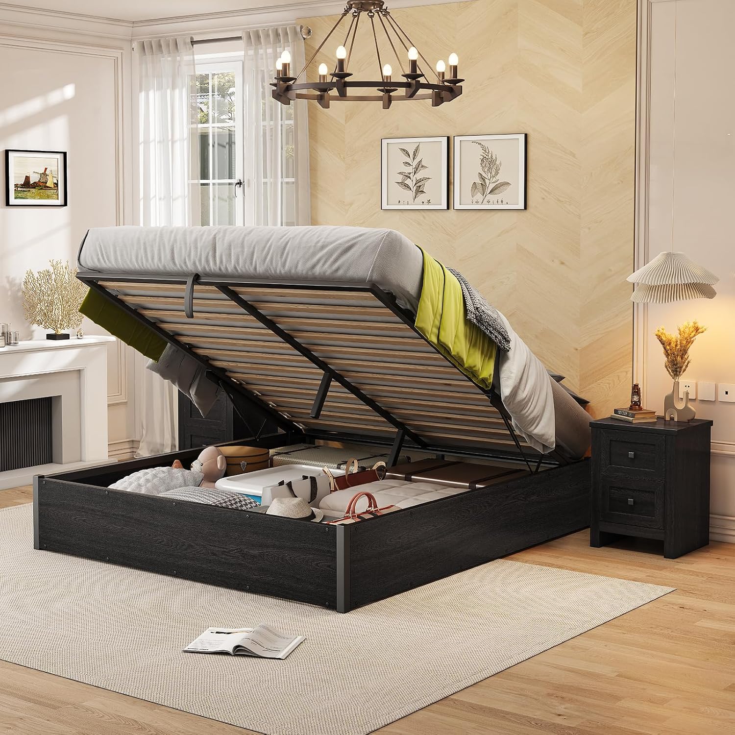 إطار سرير قابل للرفع مع مساحة  - مراجعة Gas Lift Storage Bed Hydraulic وسعره