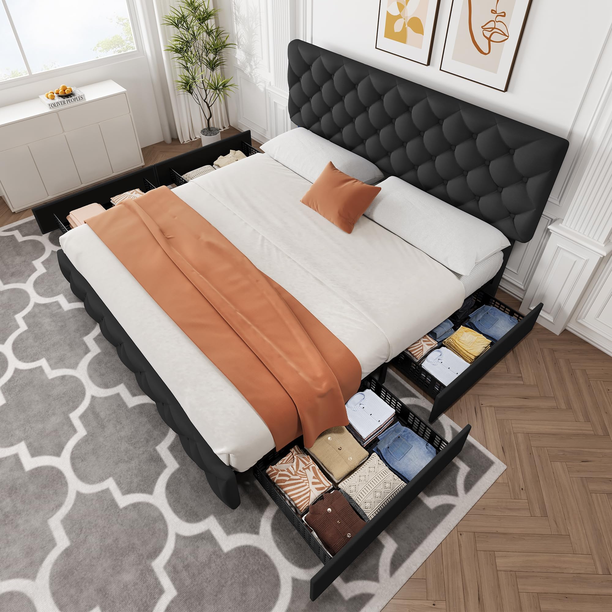 إطار سرير بحجم كينج مع 4 أدراج - مراجعة King Size Bed Frame With Storage Drawers وسعره