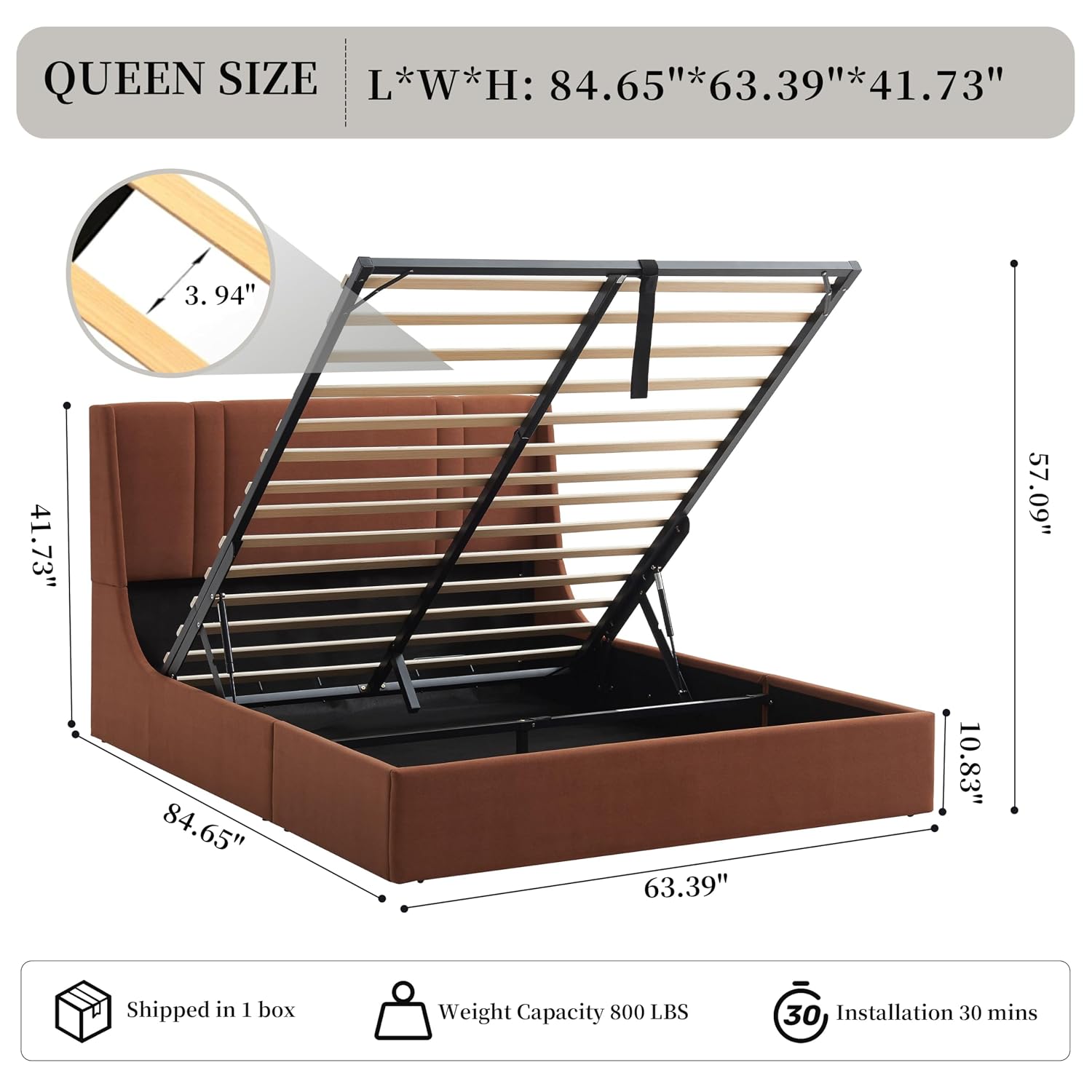 إطار سرير كوين مع خاصية الرفع  - مراجعة Gas Lift Storage Bed Hydraulic وسعره