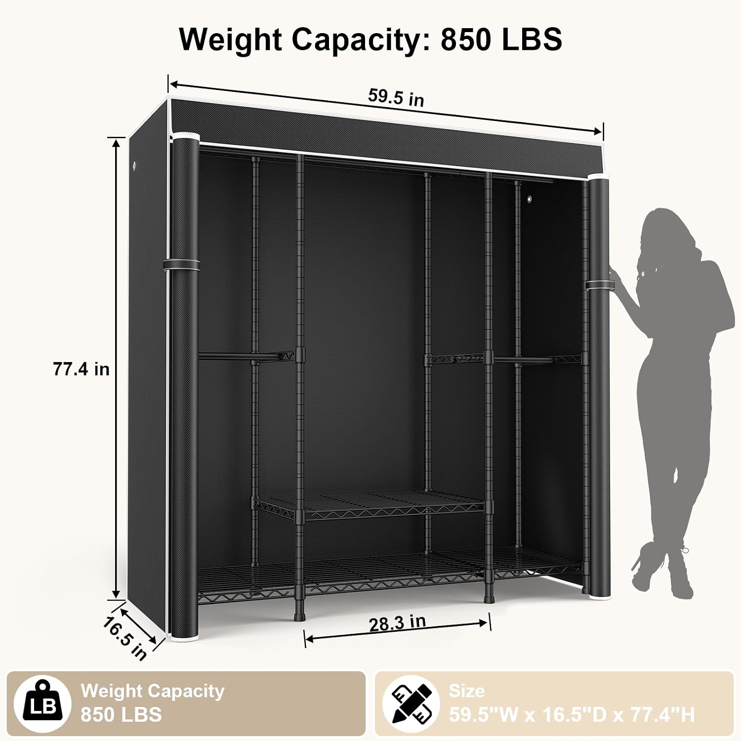 خزانة ملابس محمولة متينة من نو - مراجعة Wardrobe Closet Portable Fabric Cover وسعره