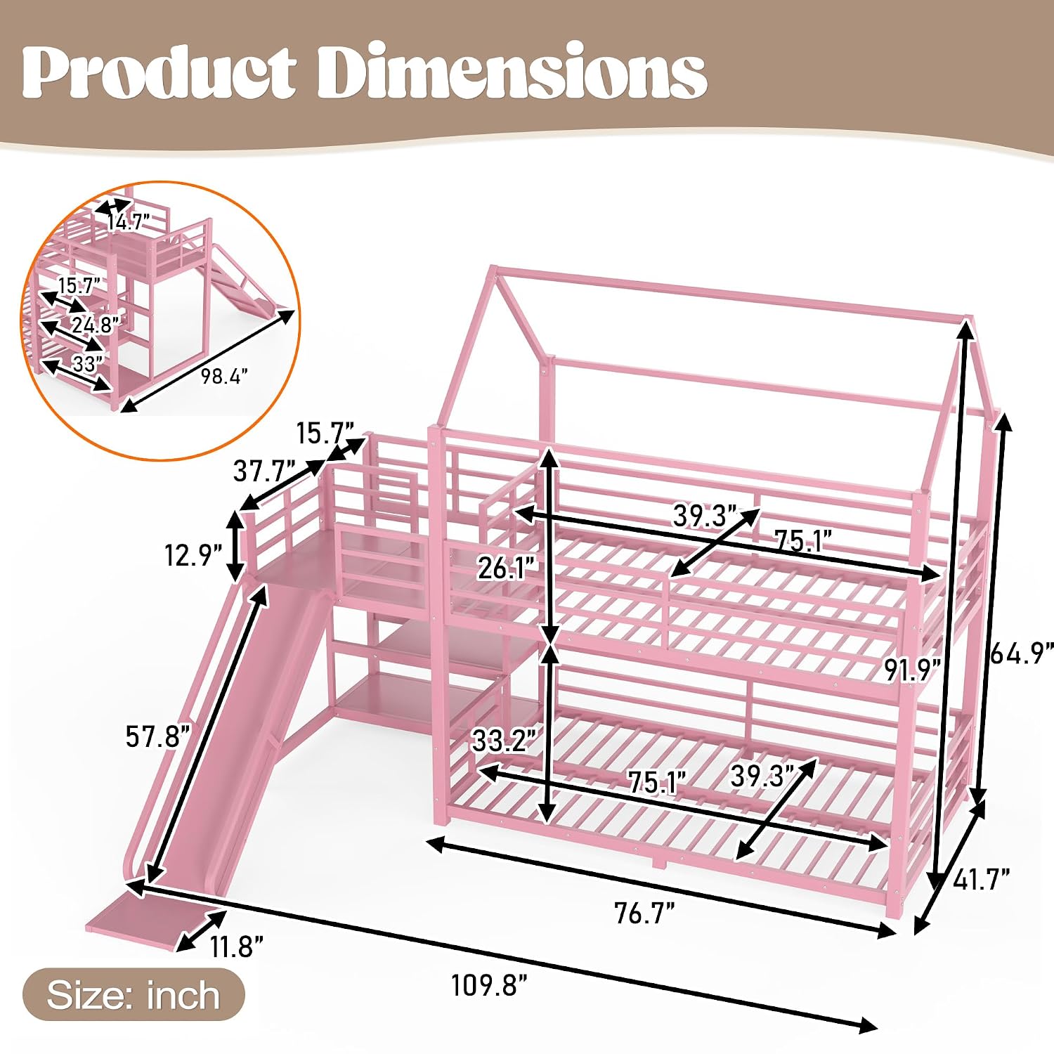 سرير بطابقين مزدوج مع زلاقة ود - مراجعة Bunk Bed With Stairs And Slide وسعره