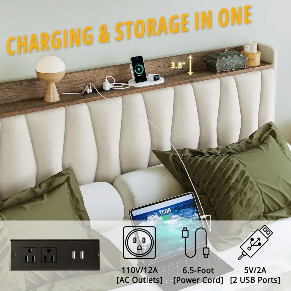 إطار سرير بحجم كينج مع لوح رأس - مراجعة King Size Bed Frame With Storage Drawers وسعره
