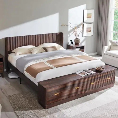 إطار سرير كينج سايز مموج مع لو - مراجعة King Size Bed Frame With Storage Drawers وسعره