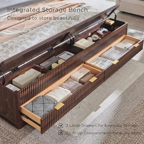 إطار سرير كينج سايز مموج مع لو - مراجعة King Size Bed Frame With Storage Drawers وسعره