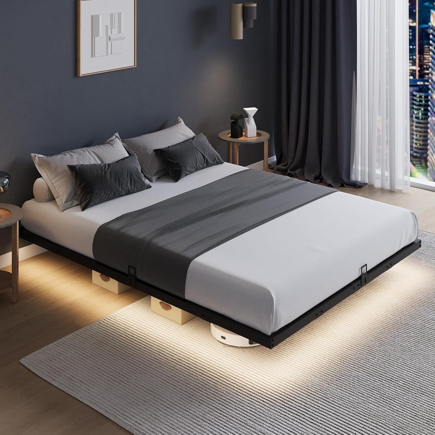 إطار سرير عائم مزود بإضاءة LED - مراجعة Memory Foam Mattress In A Box Queen وسعره